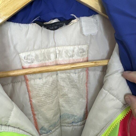 Vintage Sunice 80s 90s Neon Anorak Ski Jacket Colorful Bright Snowboard Woman M - Picture 7 of 9